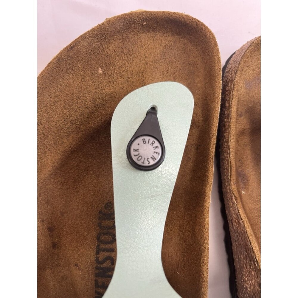Birkenstock Pearl Green Women 38 Gizeh Slip On Thongs  Flat Sandal Shoes. 💚 - Picture 8 of 10